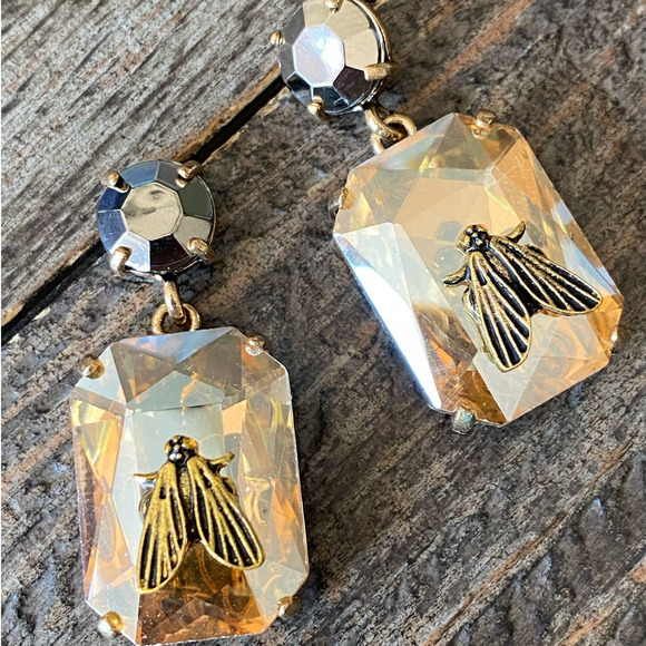 Anthropologie Jewelry - NEW Insect Pillow Gem Dangle Earrings